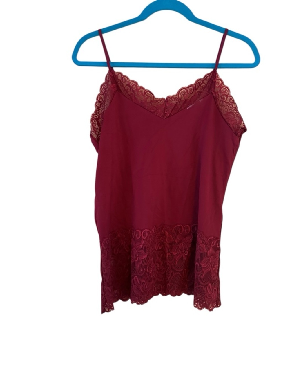 White House Black Market Lace-Trim Burgundy adjustable strap Camisole Top nwot